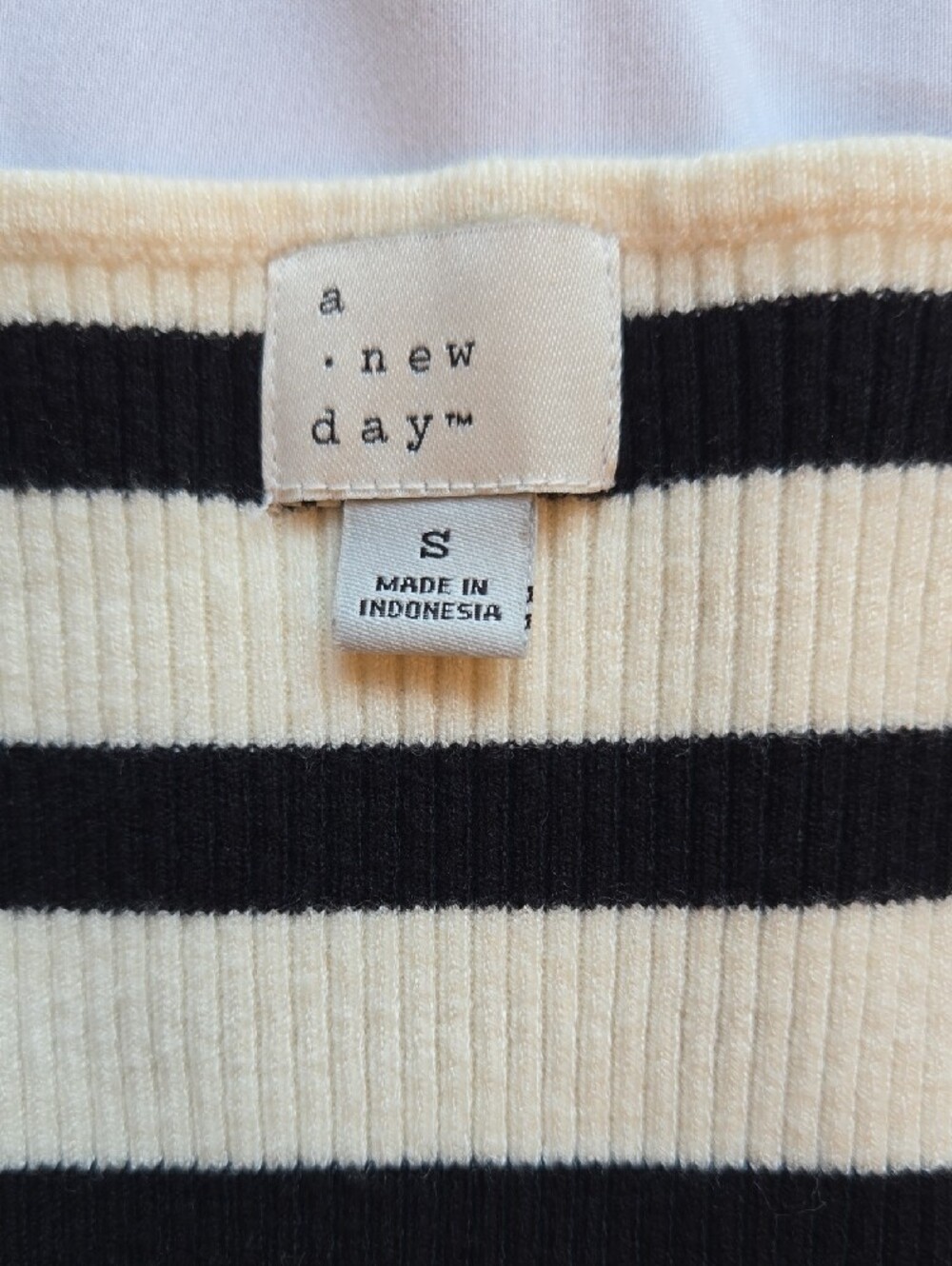 a new day Black & Cream Striped Ribbed Top - Picture 4 of 5
